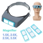 Ficha técnica e caractérísticas do produto Optivisor Lente Cabeça Lupa Óculos Lupa Viseira Vidro Headband Com 4 Lentes