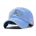 Ficha técnica e caractérísticas do produto Padrão Unisex bordado Lettering tubarão Baseball Cap Moda Denim Chapéu de Sol Sombra Outdoors