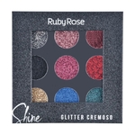 Ficha técnica e caractérísticas do produto Paleta de Glitter Cremoso Shine 9 Cores Black Ruby Rose HB-8407/B- 1 Unidade