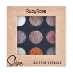 Ficha técnica e caractérísticas do produto Paleta de Glitter Cremoso Shine 9 Cores Ruby Rose HB 8407/G