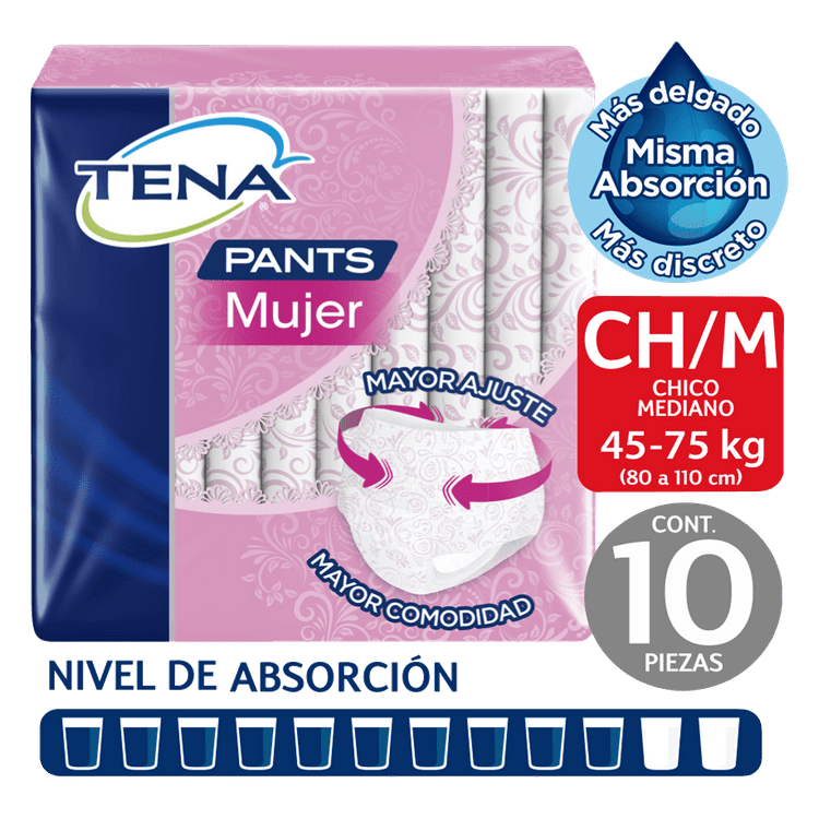 Ficha técnica e caractérísticas do produto Pañal de Adulto Tena Talla M Pants Mujer 13 Unid.