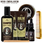 Ficha técnica e caractérísticas do produto Para Barba Shampoo 2 Balm 2 Óleo Gel Cola + Escova e Pente Reto