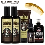 Para Barba 2 Shampoo Balm Óleo Tônico + Pente Curvo - Barba de Macho