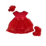 Ficha técnica e caractérísticas do produto Partido Bebés Meninas infantil Lace Vestido de Noiva Vestido com Headband e sapatos Set Redbey