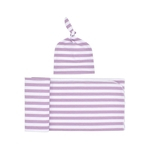 Ficha técnica e caractérísticas do produto 2pca / set bebê recém-nascido Blanket + atado Striped Cotton Cap Set Blanket
