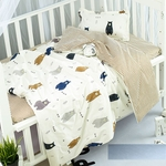 Ficha técnica e caractérísticas do produto 3pcs 100% algodão Crib Cama Padrão Linen Kit Desenhos animados do bebê cama Set Sem Filler Redbey