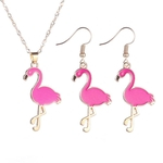 Ficha técnica e caractérísticas do produto 2pcs Flamingos Bonitos Pingente De Esmalte Brincos De Gancho Colar De Jóias Conjunto De Jóias De Presente