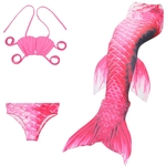 Ficha técnica e caractérísticas do produto 3pcs Menina Sereia Cauda Swimsuit Set Mermaid Holiday Beach Outfits Presente Peito Saia Do Envoltório Briefs