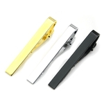 Ficha técnica e caractérísticas do produto 3 Pcs Moda simples gravata Clips Tie Bar clipes alfinetes de gravata Set Preto Prata Ouro