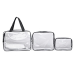 Ficha técnica e caractérísticas do produto 3pcs PVC transparente cosméticos das mulheres saco de sacos de viagem Make up de Higiene Pessoal maleta de maquiagem Organizer