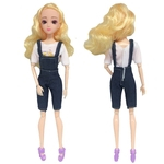 Ficha técnica e caractérísticas do produto 2Pcs / Set Crianças Toy Moda Suspender Calças + Branco T-shirt para 29 centímetros boneca de brinquedo menina