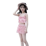 Ficha técnica e caractérísticas do produto 2pcs / set Lillte Girl Fashion Stripe Padrão de Dividir Swimsuit for Children