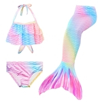 Ficha técnica e caractérísticas do produto 3pcs / set menina miúdo Swimwear Cauda da sereia Sling Cortar Tops Calcinhas Gradiente de cor Swimsuit por 3-12 anos