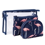 Ficha técnica e caractérísticas do produto 3pcs \\ / Set Moda Flamingo cosméticos bolsas de toucador Waterproof Bag portátil Mulheres Makeup Bag Travel Bag