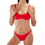 Ficha técnica e caractérísticas do produto 2Pcs / Set Mulheres cor sólida Sexy Shoulder Strap Moda Bikini Set