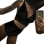 Ficha técnica e caractérísticas do produto BLU 2Pcs / Set Mulheres Sexy Underwear Calcinhas Hot Lingerie Lace Bra e Briefs Underwear set