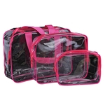 Ficha técnica e caractérísticas do produto 3Pcs / Set multifunções saco transparente Travel Set Maquiagem Cosméticos de Higiene Pessoal Limpar Wash Bag Bolsa de armazenamento