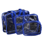 Ficha técnica e caractérísticas do produto 3Pcs / Set multifunções saco transparente Travel Set Maquiagem Cosméticos de Higiene Pessoal Limpar Wash Bag Bolsa de armazenamento saco de armazenamento