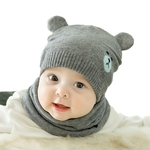 Ficha técnica e caractérísticas do produto 2PCS / Set Recém-nascido bebê aquecido malha Cap + Neck Gaiter bonito do chapéu do lenço ternos pescoço mais quentes Redbey