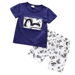Ficha técnica e caractérísticas do produto 2pcs / set T-shirt impressa de manga curta Casual Unisex bebê + Shorts
