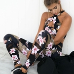 Ficha técnica e caractérísticas do produto 2Pcs / Set Yoga Mulheres Floral Imprimir Bra + calças compridas Sportsuit por Mulheres Academia Suit Sport
