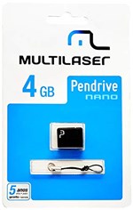 Ficha técnica e caractérísticas do produto Pen Drive Nano 4GB USB Leitura 10MB/s e Gravação 3MB/s Preto Multilaser - PD052