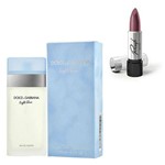 Ficha técnica e caractérísticas do produto Perfume Feminino Dolce Gabbana Light Blue 100ml com Batom Ricosti Cor Puro Nude