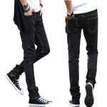 Ficha técnica e caractérísticas do produto Calça jeans Pernas Men Slim Jeans pequeno calças Médio cintura elástica Jeans
