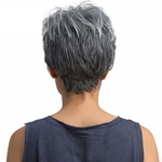 Ficha técnica e caractérísticas do produto Peruca de cabelo curto Pixie Cut Light Gray peruca de cabelo sintético peruca Liso Curto para Mulheres