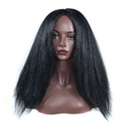 Ficha técnica e caractérísticas do produto Perucas de Cabelo Liso Afro yaki cabelo Sintético Parte Do Meio Perucas de Aparência Natural Para Mulheres Negras