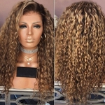Ficha técnica e caractérísticas do produto Afro Kinky Curly sintética peruca dianteira do laço Natural Hairline Glueless Lace perucas com cabelo do bebê