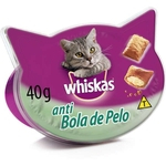 Petisco Whiskas Temptations Antibola de Pelo para Gatos Adultos - 40 g Potinho formato de rosto de gato