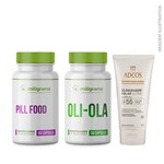 Pill Food 60 Cápsulas + Oli-Ola 300mg 30 Cápsulas + Filtro Solar Ultra FPS 55 Adcos 120g - Miligrama