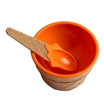 Ficha técnica e caractérísticas do produto Plástico Ice Cream Pratos 1pcs e 1pcs Set Colher para crianças amarelo Kitchenware