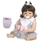 Ficha técnica e caractérísticas do produto 22 Polegada Adorável Silicone Realista Renascer Bebê Menina Boneca Modelo Olhos Azuis Presente