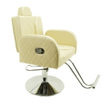 Poltrona Cadeira Henri Reclinavel Hidraulica Cabeleireiro Moveis para Salão - Base Redonda - Cor: Ouro Cristal