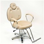 Ficha técnica e caractérísticas do produto Poltrona Cadeira Pandora Reclinavel Hidraulica Cabeleireiro - Cor: Bege Acetinado