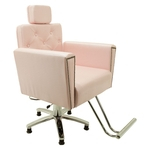 Poltrona Cadeira Sofia Reclinavel Hidraulica Cabeleireiro e Salão de Beleza - Base Estrela - Cor: Rosa Cristal