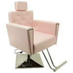 Poltrona Cadeira Sofia Reclinavel Hidraulica Cabeleireiro e Salão de Beleza - Base Quadrada - Cor: Rosa Cristal