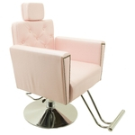 Poltrona Cadeira Sofia Reclinavel Hidraulica Cabeleireiro e Salão de Beleza - Base Redonda - Cor: Rosa Cristal
