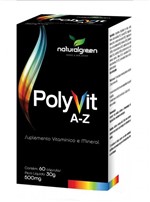 Polyvit Vitamina de A-Z 60 Cápsulas de 500mg Natural Green