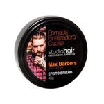 Ficha técnica e caractérísticas do produto Pomada Finalizadora Capilar Efeito Brilho Max Barbers 40g - Studio Hair - Muriel