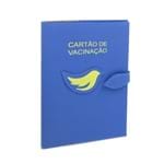 Ficha técnica e caractérísticas do produto Porta Cartão Relicário de Vacina de Couro Azul / Dourado
