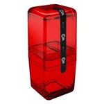 Ficha técnica e caractérísticas do produto Porta Escova com Tampa Cube Vermelho - Incolor