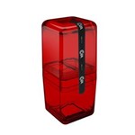 Ficha técnica e caractérísticas do produto Porta Escova com Tampa Cube Vermelho Transparente