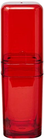 Ficha técnica e caractérísticas do produto Porta-Escova com Tampa Splash Coza Vermelho Transparente