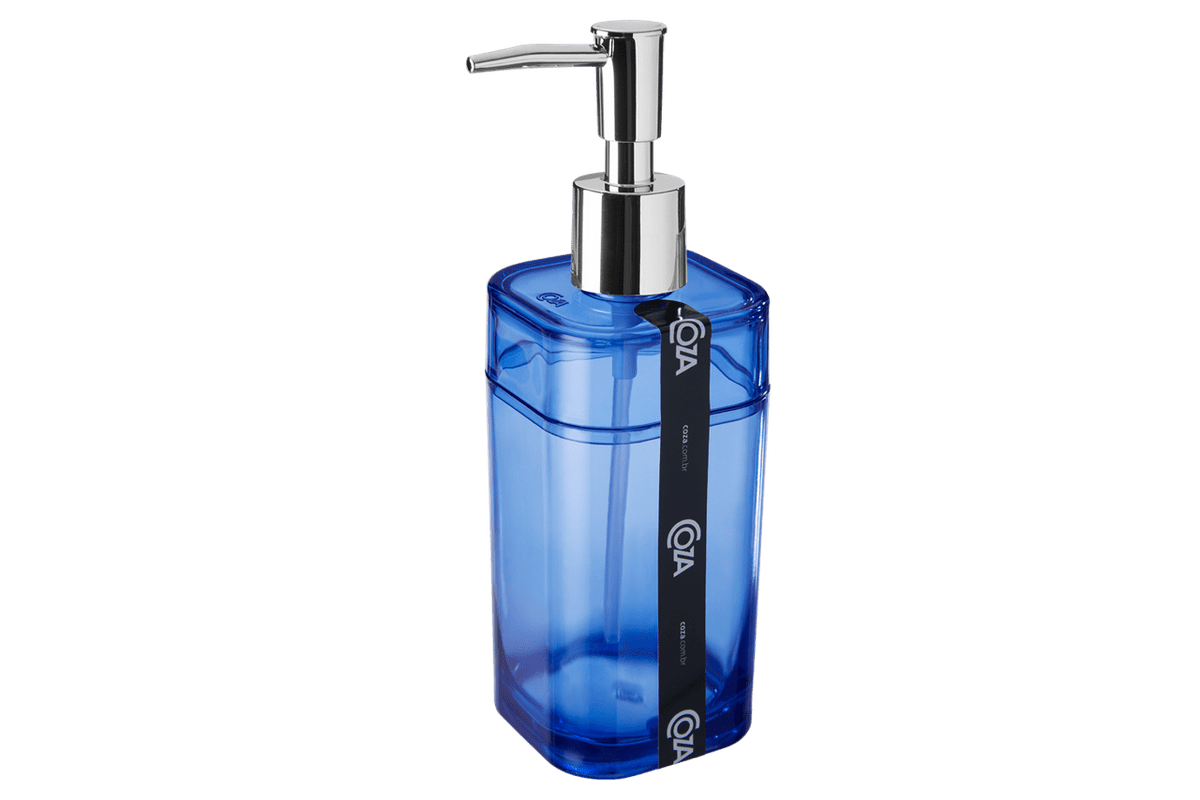 Ficha técnica e caractérísticas do produto Porta-Sabonete Líquido - Splash 6,5 X 6,5 X 19,2 Cm 290 Ml Azul Coza