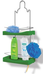 Ficha técnica e caractérísticas do produto Porta Shampoo Duplo Cromo Colors Aço e Plastico Verde 349-3 - Niquelart - Niquelart