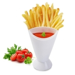Ficha técnica e caractérísticas do produto FLY Portátil Forma Irregular Branco Fries Shelf molho de ketchup Jam Cup Snack Container