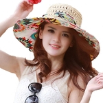 Ficha técnica e caractérísticas do produto Praia Hat Ladies Grande Pattern Eave Flower Straw Sun Hat Redbey